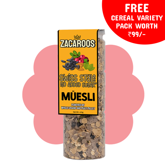 Swiss Style No Added Sugar Muesli | Powered by Millets